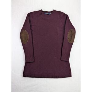 Polo Ralph Lauren Small Merlot Suede Elbow-Patch Merino Wool & Cashmere Sweater